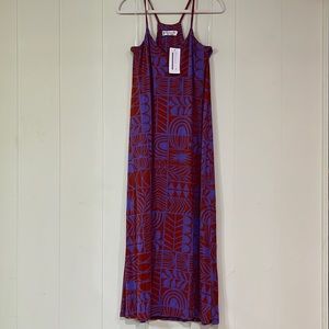 NWT Fighting Eel Dress Maxine Midi Vintage Block Print